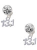 Silver Plated Half Marathon - 13.1 with Clear Crystal - Crystal Clip on Earrings: Color Choice - Red, Green, Blue, Purple, Pink, Clear, Black
