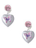 Silver Plated Pink & Purple Butterfly Locket - Crystal Clip on Earrings