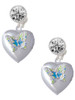 Silver Plated Lime Green & Hot Blue Butterfly Locket - Crystal Clip on Earrings: Color Choice - Red, Green, Blue, Purple, Pink, Clear, Black