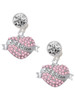 Silver Plated Big Sister Banner on Pink Crystal Heart - Crystal Clip on Earrings: Color Choice - Red, Green, Blue, Purple, Pink, Clear, Black