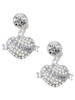 Silver Plated Big Sister Banner on Clear Crystal Heart - Crystal Clip on Earrings