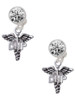 Silver Plated Nurse Caduceus - DNP - Crystal Clip on Earrings