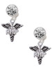 Silver Plated Nurse Caduceus - RNP - Crystal Clip on Earrings: Color Choice - Red, Green, Blue, Purple, Pink, Clear, Black