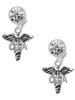 Silver Plated Therapist Caduceus - OTA - Crystal Clip on Earrings