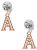 Rose Gold-tone Crystal Initial - A - Crystal Clip on Earrings: Color Choice - Red, Green, Blue, Purple, Pink, Clear, Black