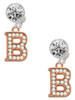 Rose Gold-tone Crystal Initial - B - Crystal Clip on Earrings