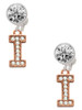 Rose Gold-tone Crystal Initial - I - Crystal Clip on Earrings: Color Choice - Red, Green, Blue, Purple, Pink, Clear, Black