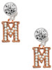 Rose Gold-tone Crystal Initial - M - Crystal Clip on Earrings