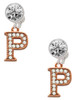 Rose Gold-tone Crystal Initial - P - Crystal Clip on Earrings