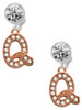 Rose Gold-tone Crystal Initial - Q - Crystal Clip on Earrings: Color Choice - Red, Green, Blue, Purple, Pink, Clear, Black