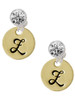 Gold-tone Large Disc Letter - Z - Crystal Clip on Earrings
