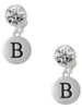 Silver Plated Capital Letter - B - Pebble Disc - Crystal Clip on Earrings