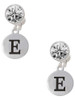 Silver Plated Capital Letter - E - Pebble Disc - Crystal Clip on Earrings: Color Choice - Red, Green, Blue, Purple, Pink, Clear, Black