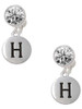 Silver Plated Capital Letter - H - Pebble Disc - Crystal Clip on Earrings