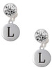 Silver Plated Capital Letter - L - Pebble Disc - Crystal Clip on Earrings