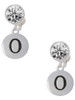 Silver Plated Capital Letter - O - Pebble Disc - Crystal Clip on Earrings