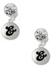 Silver Plated Capital Letter - & - Pebble Disc - Crystal Clip on Earrings: Color Choice - Red, Green, Blue, Purple, Pink, Clear, Black