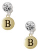 Gold-tone Capital Letter - B - Pebble Disc - Crystal Clip on Earrings: Color Choice - Red, Green, Blue, Purple, Pink, Clear, Black