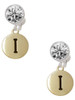 Gold-tone Capital Letter - I - Pebble Disc - Crystal Clip on Earrings: Color Choice - Red, Green, Blue, Purple, Pink, Clear, Black