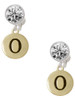 Gold-tone Capital Letter - O - Pebble Disc - Crystal Clip on Earrings