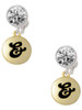 Gold-tone Capital Letter - & - Pebble Disc - Crystal Clip on Earrings