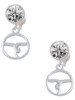 Gymnast Silhouette Disc - Handstand Split - Crystal Clip on Earrings: Color Choice - Red, Green, Blue, Purple, Pink, Clear, Black