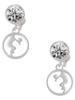 Volleyball Player Silhouette in 1/2'' Disc - Crystal Clip on Earrings