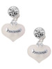 Precious White Heart with Baby Feet - Crystal Clip on Earrings: Color Choice - Red, Green, Blue, Purple, Pink, Clear, Black