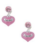 Baby Girl Pink Heart with Baby Feet - Crystal Clip on Earrings
