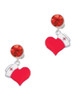 Silver Plated Red Heart with Nurse Hat - Crystal Clip on Earrings