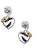 Zebra Print Heart with Nurse Hat - Crystal Clip on Earrings