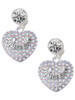 Silver Plated Sisters Rock on AB Crystal Heart - Crystal Clip on Earrings: Color Choice - Red, Green, Blue, Purple, Pink, Clear, Black