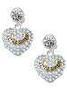 Two-tone Little Sister Rock on Clear Crystal Heart - Crystal Clip on Earrings