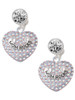 Silver Plated Mom Rocks on AB Crystal Heart - Crystal Clip on Earrings