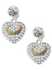 Two-tone 'Faith Rocks' on Clear Crystal Heart - Crystal Clip on Earrings