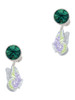 Silver Plated Translucent Purple & Lime Green Flying Butterfly - Crystal Clip on Earrings