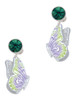 Silver Plated Large Translucent Purple & Lime Green Flying Butterfly - Crystal Clip on Earrings