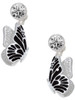 Silver Plated Large Black Flying Butterfly - Crystal Clip on Earrings: Color Choice - Red, Green, Blue, Purple, Pink, Clear, Black