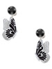 Silver Plated Large Black Flying Butterfly - Crystal Clip on Earrings