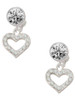 Silver Plated Crystal Open Heart - Crystal Clip on Earrings: Color Choice - Red, Green, Blue, Purple, Pink, Clear, Black