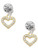 Gold-tone Crystal Open Heart - Crystal Clip on Earrings: Color Choice - Red, Green, Blue, Purple, Pink, Clear, Black
