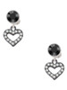 Black Nickeltone Crystal Open Heart - Crystal Clip on Earrings