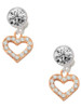 Rose Gold-tone Crystal Open Heart - Crystal Clip on Earrings: Color Choice - Red, Green, Blue, Purple, Pink, Clear, Black