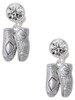 Silver Plated Large Ballet Slippers - Crystal Clip on Earrings