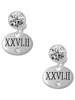 Silver Plated Marathon with Clear Crystal Roman Numeral - Crystal Clip on Earrings