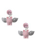 Pink Flying Pig with Wings - Crystal Clip on Earrings