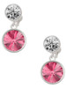 12mm Crystal Rivoli - Hot Pink - Crystal Clip on Earrings: Color Choice - Red, Green, Blue, Purple, Pink, Clear, Black