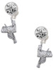 Silver Plated Western Saddle - Crystal Clip on Earrings: Color Choice - Red, Green, Blue, Purple, Pink, Clear, Black
