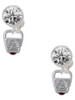 Silver Plated Chinese Take Out Box with Crystal - Crystal Clip on Earrings