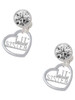 Silver Plated Lil Sister in Open Heart - 5/8'' - Crystal Clip on Earrings